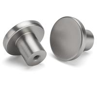 10 boutons de meuble en acier inoxydable, boutons ronds pour armoires, boutons de tiroir couleur argent, finition brossée, boutons à un trou pour armoires de salle de bains et de chambre à coucher