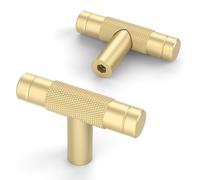 10 boutons de meuble en forme de T, boutons dorés pour armoires, portes et commodes.