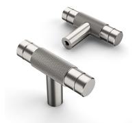 10 boutons de meuble en forme de T, nickel brossé, boutons pour armoires et tiroirs, destinés aux armoires, portes et commodes.