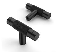 10 boutons de meuble en forme de T, noirs, pour armoires, portes et commodes