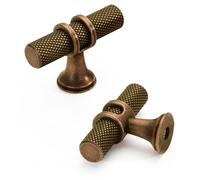 10 boutons de meubles anciens en laiton, boutons d'armoire en forme de T de 50 mm, boutons de porte nervurés, boutons vintage pour commodes, boutons de tiroirs pour armoires, commodes, penderies et po