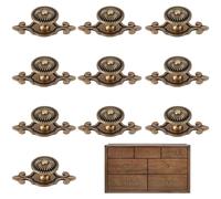 10 boutons de meubles anciens en laiton, boutons rétro avec plat