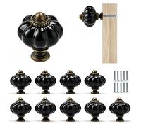10 boutons de tiroir pour commode, de couleur noire, en forme de citrouille, de style vintage