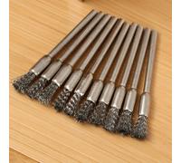 10 brosses métalliques en acier inoxydable avec manche de 3,17 mm - Idéales pour les outils rotatifs, le nettoyage, l'élimination de la rouille et le ponçage 15pcs