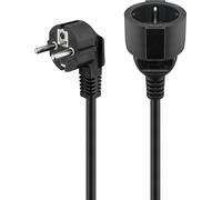 10 câbles d'extension Goobay 93094, avec prise de terre, 5 mètres, noirs, (3*1,5 mm²), 5 mètres - Prise de terre hybride (type E/F, CEE 7/7) à 90° > Prise de terre (type F, CEE 7/3)