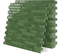 10 Carreaux Adhesif Carrelage Autocollant Credence Adhesive Mural pour Cuisine 3d Marbre Vert(30,5x 30,5cm) Vert STICKERS