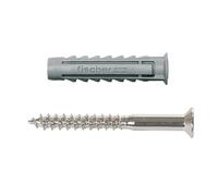 Fischer Cheville nylon SX 8 mm avec vis bois 50 x 5 mm – 10 pièces