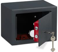 10 coffres-forts de meuble avec clé, serrure à double panneton, fixation murale ou au sol, mini-coffre-fort, H x L x P 17 x 23 x 17, gris foncé