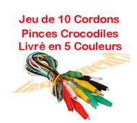 10 Cordons Equipés de Pince Croco présente 5 Couleurs Différentes Longueur 50 cm