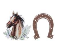 10 décorations hippiques bois 4x4.5cm multicolore - chalayer 7873 0-99 Marron G