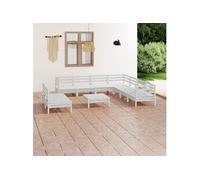 vidaXL Ensemble salon de jardin 10 pièces pin massif blanc