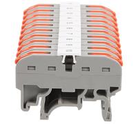 10 Ensembles Bloc de Connexion sur Rail Din 35mm à Levier, Cuivre Laiton | Montage Rapide sans Outil, Coque Nylon Modifié, Barre de Liaison et Repère Numéroté, pour Panneaux Électriques