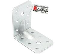 10 Equerre metal renforcées 50x50x35x2 mm, connecteurs bois galvanisés avec nervure, équerre support d'angle droit perforée pour menuiserie, fixation meuble, clôture, construction bois