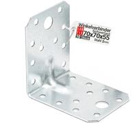 10 Equerre metal renforcées 70x70x55x2 mm, connecteurs bois galvanisés avec nervure, équerre support d'angle droit perforée pour menuiserie, fixation meuble, clôture, construction bois