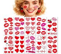 10 Feuilles Autocollants Tatouages Pour Les Lèvres Pour La Saint-Valentin Autocollants Rose En Forme De Cœur Rouge