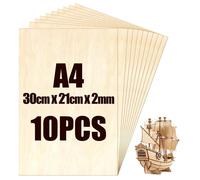 10 feuilles de contreplaqué A4, dimensions 300 x 210 x 3 mm, contreplaqué de bouleau pour travaux manuels