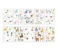10 Feuilles Ensemble De Tatouages Alpaga Tatouages Temporaires Pour Enfants Unisexe Cadeau D'Anniversaire