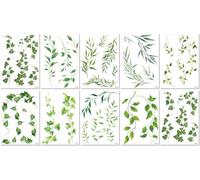 10 Feuilles Tatouage Temporaire Personnalisé Imperméable À Motif Feuille De Plante Verte (Demi-Manche)