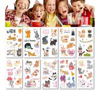 10 Feuilles Tatouages Autocollants Imperméables Pour Fête D'Anniversaire De Chaton Style Dessin Animé Réaliste Longue Durée Motif Pattes De Chat Mignonnes