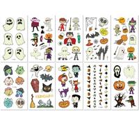 10 Feuilles Tatouages Éphémères Phosphorescents Pour Enfants Motif Dessin Animé D'Halloween Pour Une Fête D'Halloween