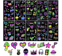 10 Feuilles Tatouages Lumineux Temporaires Tatouage Phosphorescent,Tatouage Fluo Reaction à la Lumiere,pour Adultes tatouages