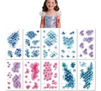 10 Feuilles Tatouages Temporaires Colorés En Écailles De Poisson Style Maquillage Sirène Écailles De Poisson Bleues Et Violettes Tatouages Temporaires Imperméables
