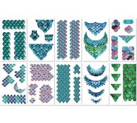 10 Feuilles Tatouages Temporaires D'Écailles De Poisson De Dessin Animé Pour Enfants Autocollants Imperméables Pour Les Bras Autocollants Sur Le Thème De L'Océan Motif Plage D'Été