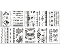 10 Feuilles Tatouages Temporaires En Dentelle Noire Mandala Floral Ensemble De Tatouages Réalistes Pour Les Mains