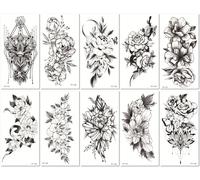 10 Feuilles Tatouages Temporaires Imperméables À Motif Floral Totem