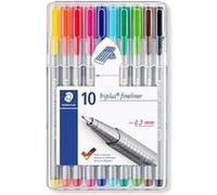 10 feutres triplus fineliner pointe extra fine 0.3 mm assortis Staedtler - G