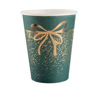 10 Gobelets en carton Noël vert et doré 27 cl