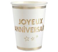 Santex - 10 GOBELETS Joyeux Anniversaire Carton 7.8X9.7CM