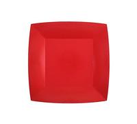 10 grandes assiettes carrées en carton rouge 23 cm originales - Rouge