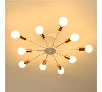 10-Lumière Moderne Sputnik Lustre Bronze Flush Mount Plafonnier Rustique sans ampoule pour Chambre Cuisine Salle à manger Salon - Wh