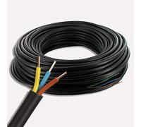 10 m de Câble électrique basse tension 3G1.5 / RO2V - utilisation intérieur/extérieur - rouleau/couronne de câble noir - longueur au choix 1m, 5m (10m)