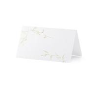 Party Deco Marque Place Papier Blanc et Branches dorées (Lot de 10)