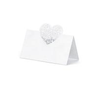 10 MARQUE-PLACES BLANC CUR AJOURÉ 9X6.5CM