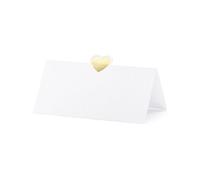 Mellilu 10 Marques Places en Carton Blancs et curs dorés 10 x 5 cm