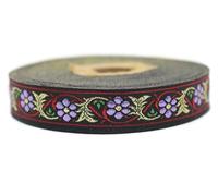 10 mètres 16 mm Rouge et Lilas Ruban Jacquard Tissé à Motif Fleurs bavaroises Rouleaux galon ruban tissu brodé artisanat vêtements mercerie loisir créatif décoration couture médiéval 16904 V1