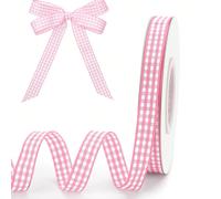 10 mètres/40 mètres Ruban satin à carreaux roses, ruban satin rayé vert et blanc fait main, ruban satin à carreaux convenant pour la décoration de fête d'anniversaire de printemps, mariage, emballage 