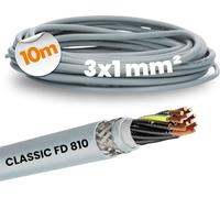 10 mètres Lapp 0026231 ÖLFLEX CLASSIC FD 810 CY 3x1 mm² PVC Câble deavec conducteur de protection vert-jaune I Adapté aux chaînes porte-câbles I Câble deblindé 3 conducteurs gris I Câble 3G1