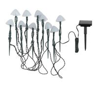 LUMI JARDIN 10 mini-champignons lumineux solaires à piquer balisage allée CHAMPY LED blanc chaud 3.8m