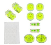 10 Mini Niveau a Bulle avec 50 Pastilles Adhésives, Niveau à Bulle Compact pour Camping car, Appareils Photo, Meubles, Trépieds - Précision et Polyvalence