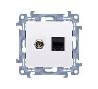 kontakt-simon Simon CASFRJ455.01/11 5902787848767 Prise d'antenne + F-Computer + RJ45 Cat.5e Blanc