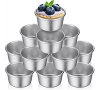 10 moules individuels à flan, moules à tartelettes aux œufs, ramequins, en carbone pour popovers (6,6 x 5,1 x 3,3 cm)