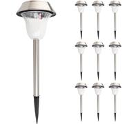 10 Pack Solar Garden Lights Outdoor Stainless Steel White Pathway Lamp Garden Decoration Landscape Lighting for Patio Lawn Yard Walkway
