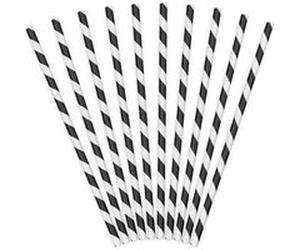 10 pailles carton rayées candy bar 19.5cm noir - partydeco spp1-010 Noir G
