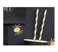 10 pailles carton rayées candy bar 19.5cm or - partydeco spp1m-019 Jaune G