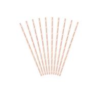 partydeco.pl Generique - 10 Pailles en Carton Roses rayées doré métallisé 19,5 cm