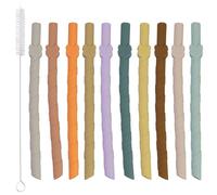 10 pailles en silicone, pailles réutilisables avec 2 brosses de nettoyage, pailles de remplacement, pour boissons chaudes et froides (Multicolore)
